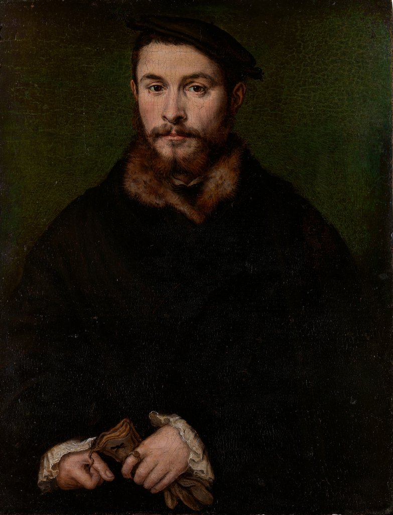 Detail of Portrait of a Man with Gloves, ca. 1535 by Corneille de Lyon