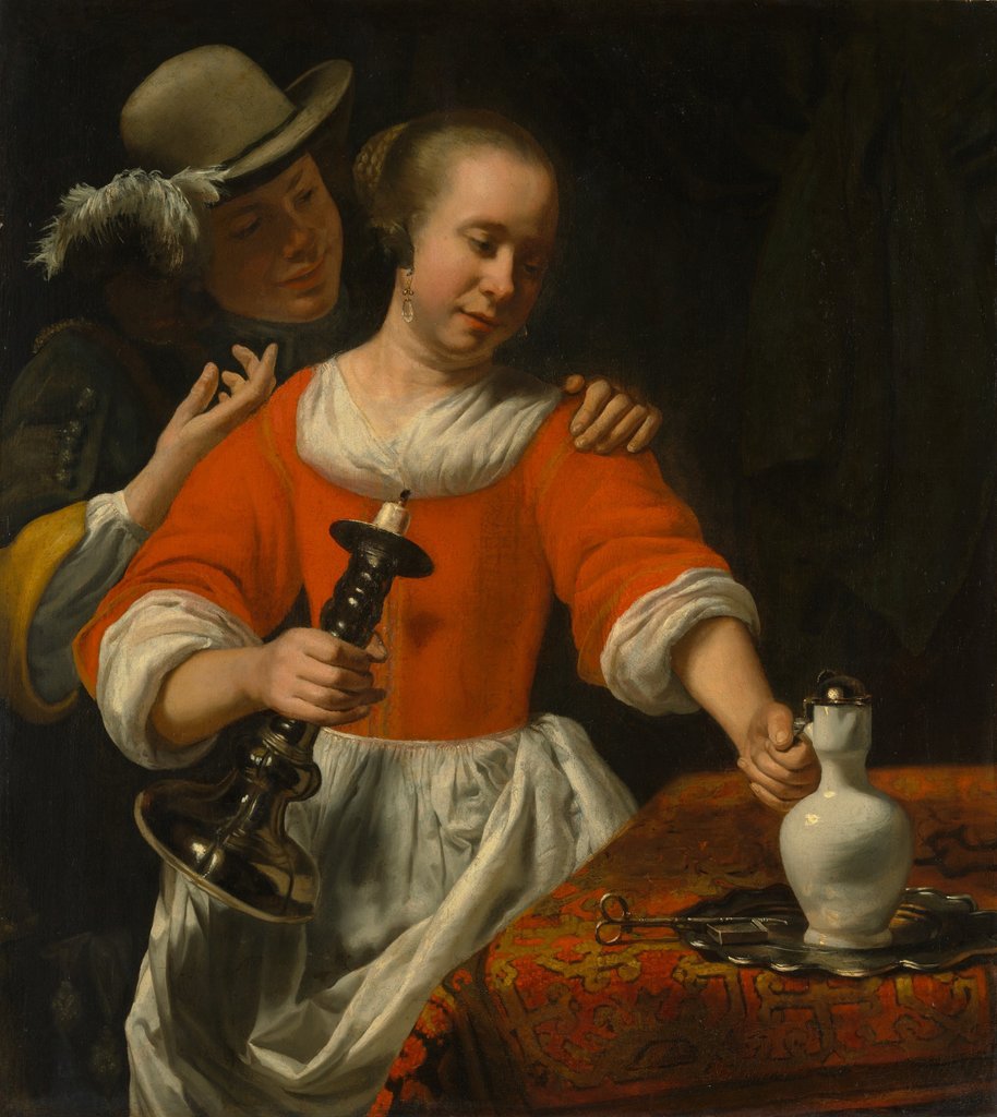 Detail of A Young Woman and a Cavalier, early 1660s by Cornelis Bisschop