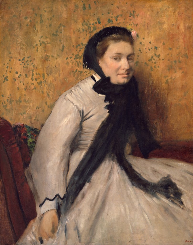 Detail of Portrait of a Woman in Gray, ca. 1865 by Edgar Degas