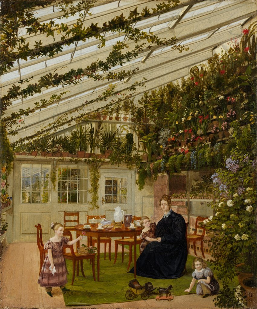 Detail of The Family of Mr. Westfal in the Conservatory, 1836 by Johann Philipp Eduard Gärtner