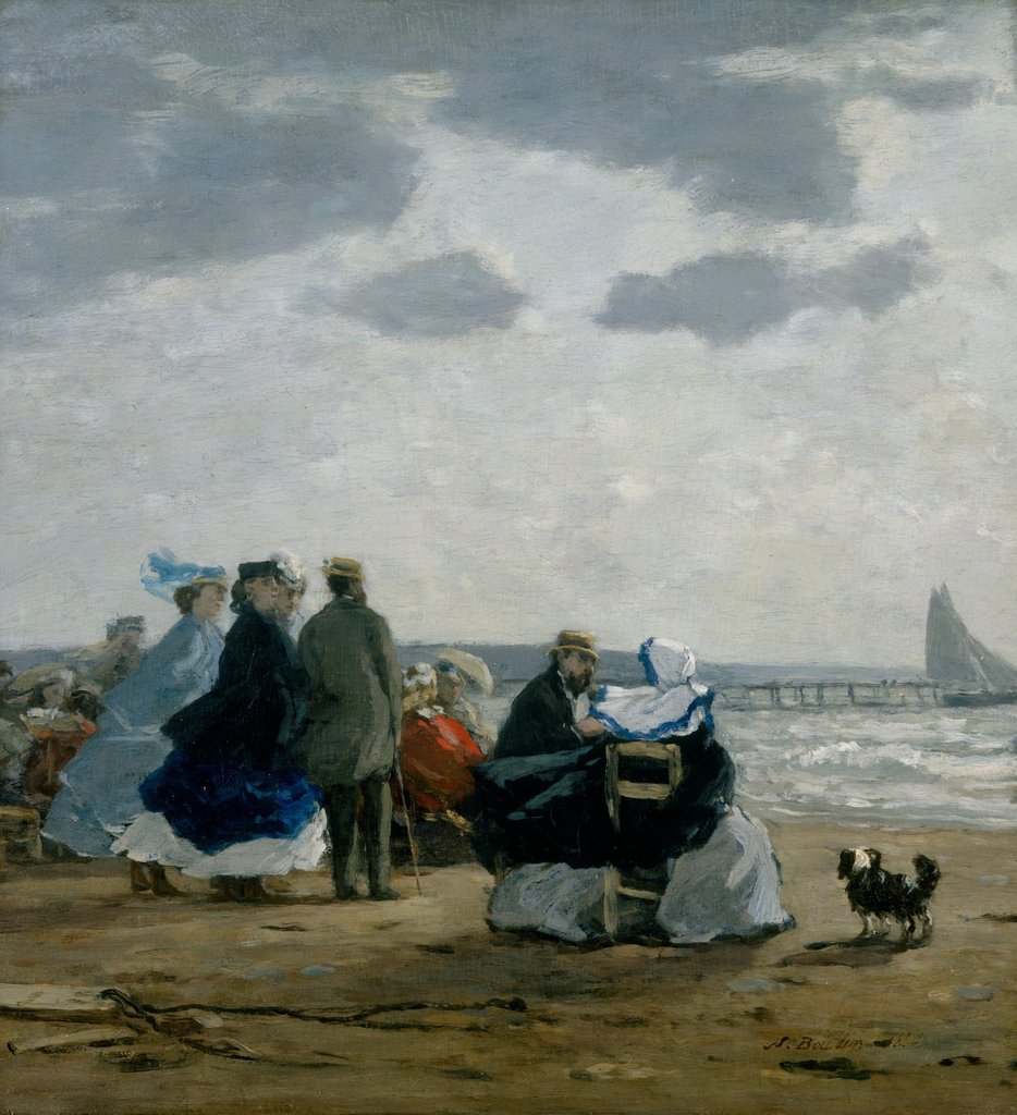 Detail of On the Beach, Dieppe, 1864 by Eugene Louis Boudin