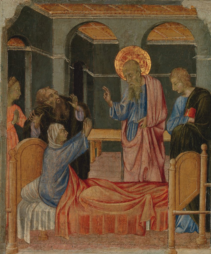 Detail of Saint John the Evangelist Raises Drusiana, ca. 1460 by Giovanni di Paolo