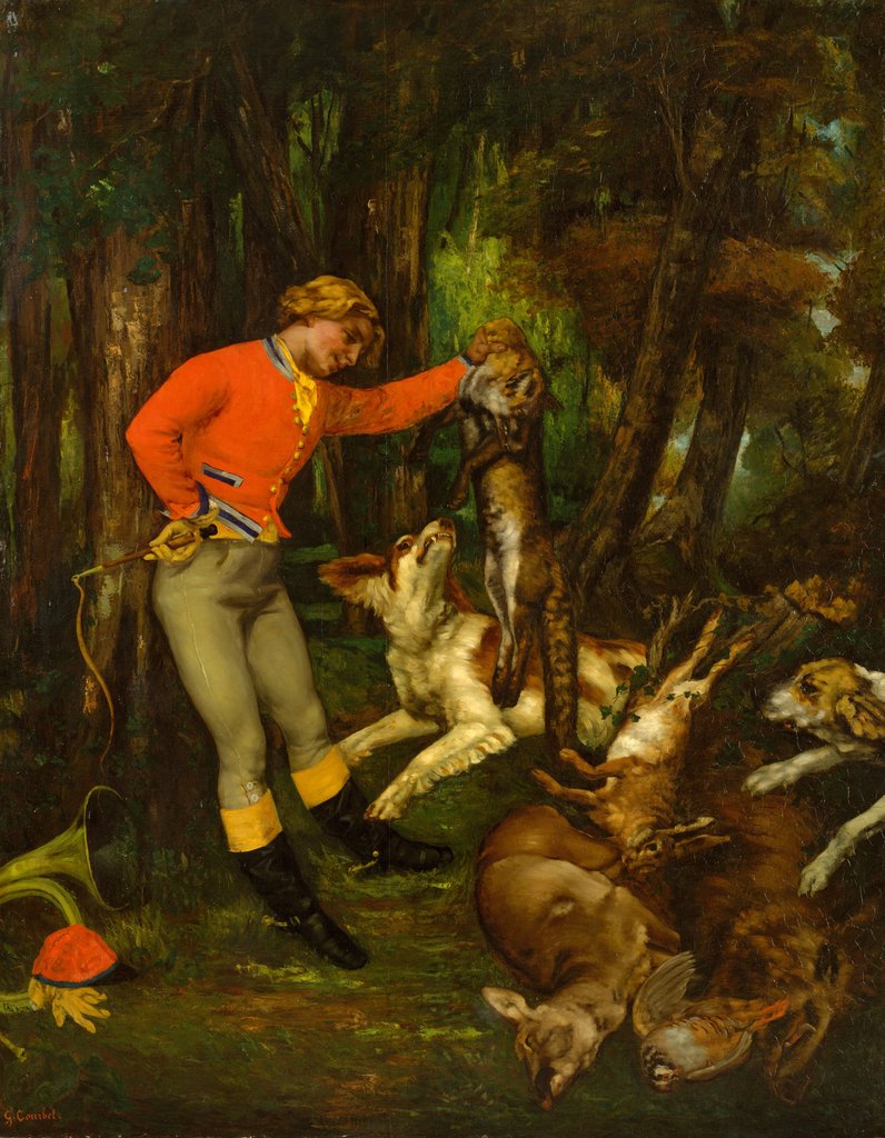 Detail of After the Hunt, ca. 1859 by Gustave Courbet