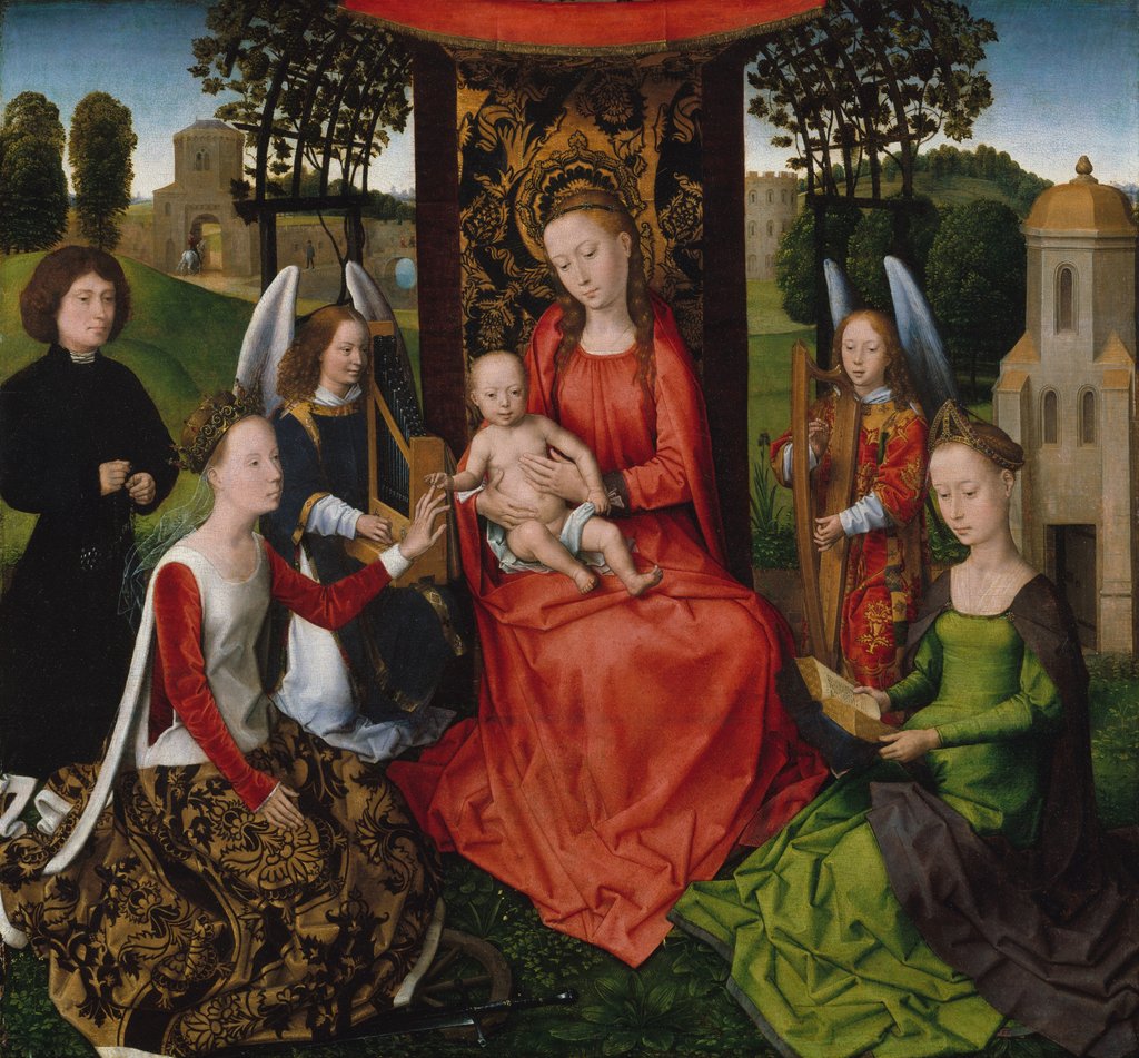 Detail of Virgin and Child with Saints Catherine of Alexandria and Barbara, early 1480s by Hans Memling