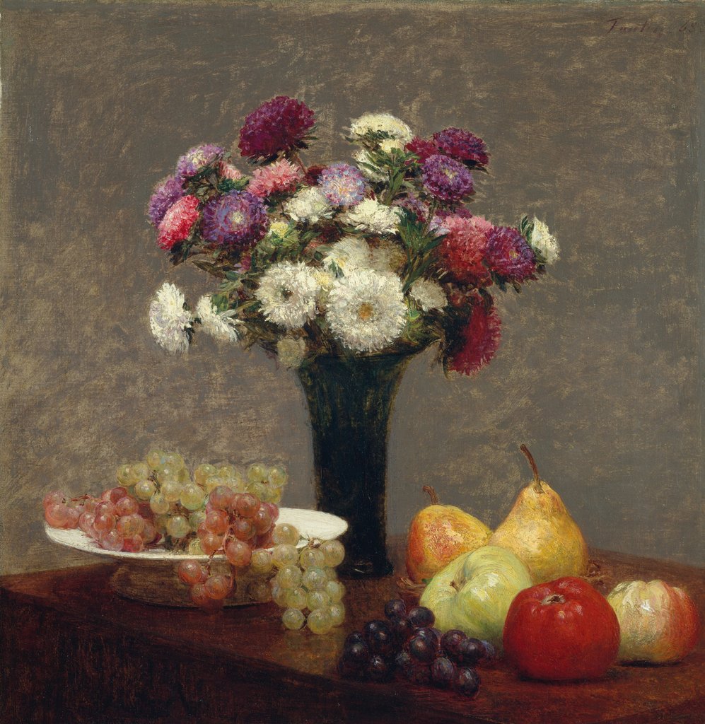 Detail of Asters and Fruit on a Table, 1868 by Henri Fantin-Latour