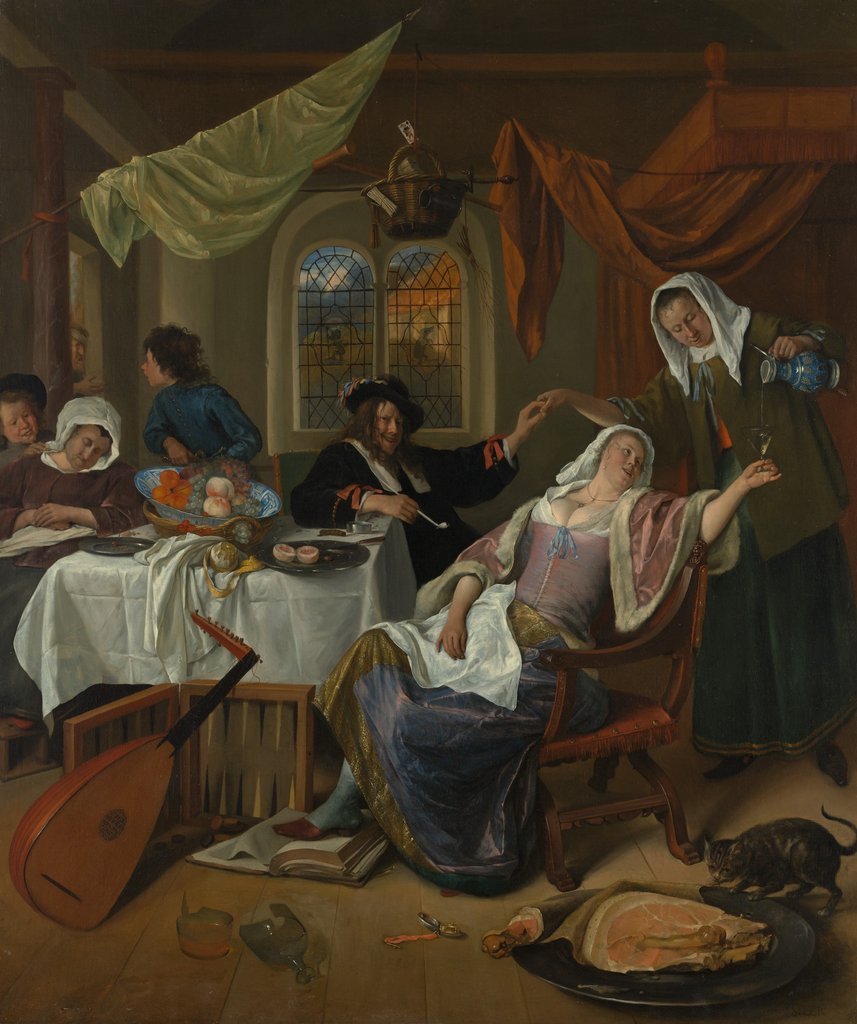 Detail of The Dissolute Household, ca. 1663-64 by Jan Steen