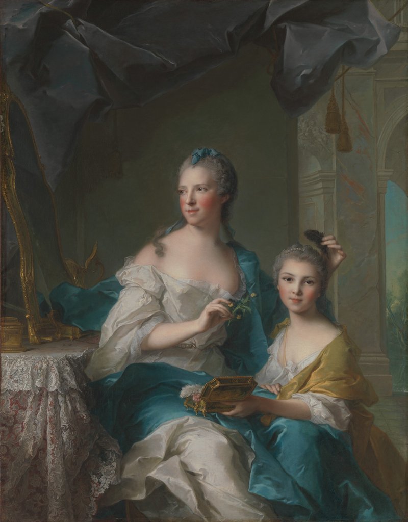 Detail of Madame Marsollier and Her Daughter, 1749 by Jean-Marc Nattier