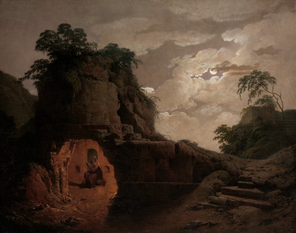 Detail of Virgil's Tomb by Moonlight, with Silius Italicus Declaiming, 1779 by Joseph Wright of Derby