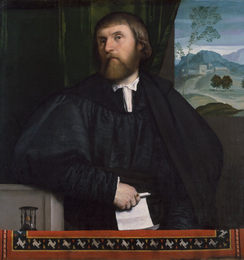 Detail of Portrait of a Man, ca. 1520-25 by Moretto da Brescia