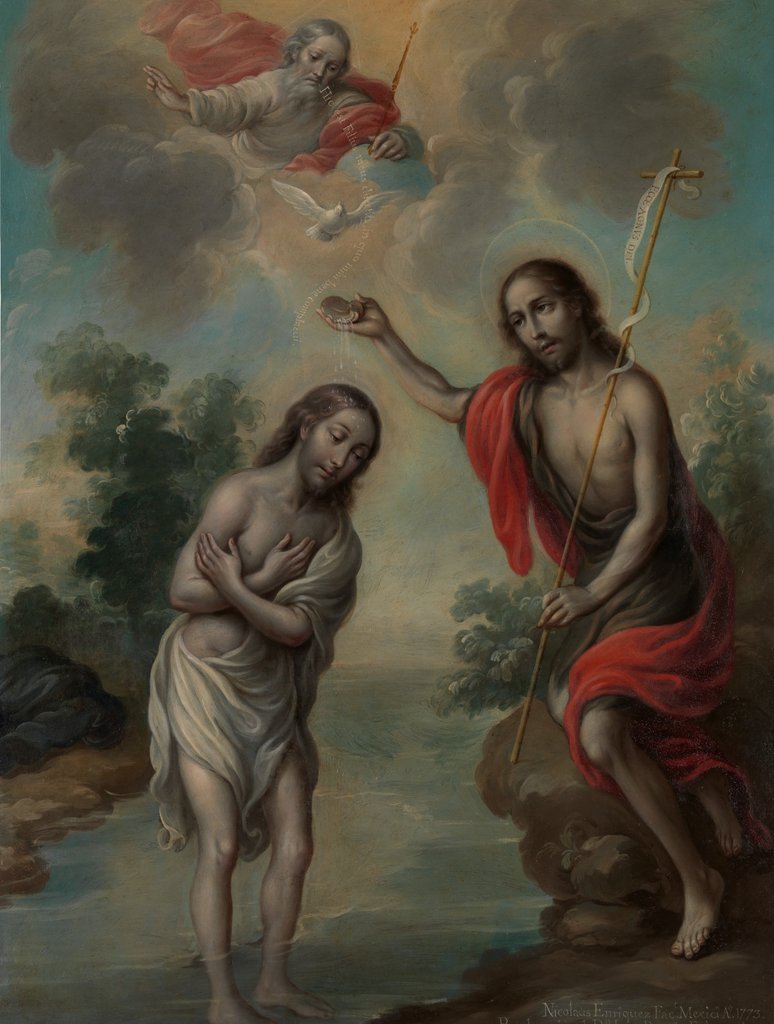 Detail of The Baptism of Christ, 1773 by Nicolás Enríquez