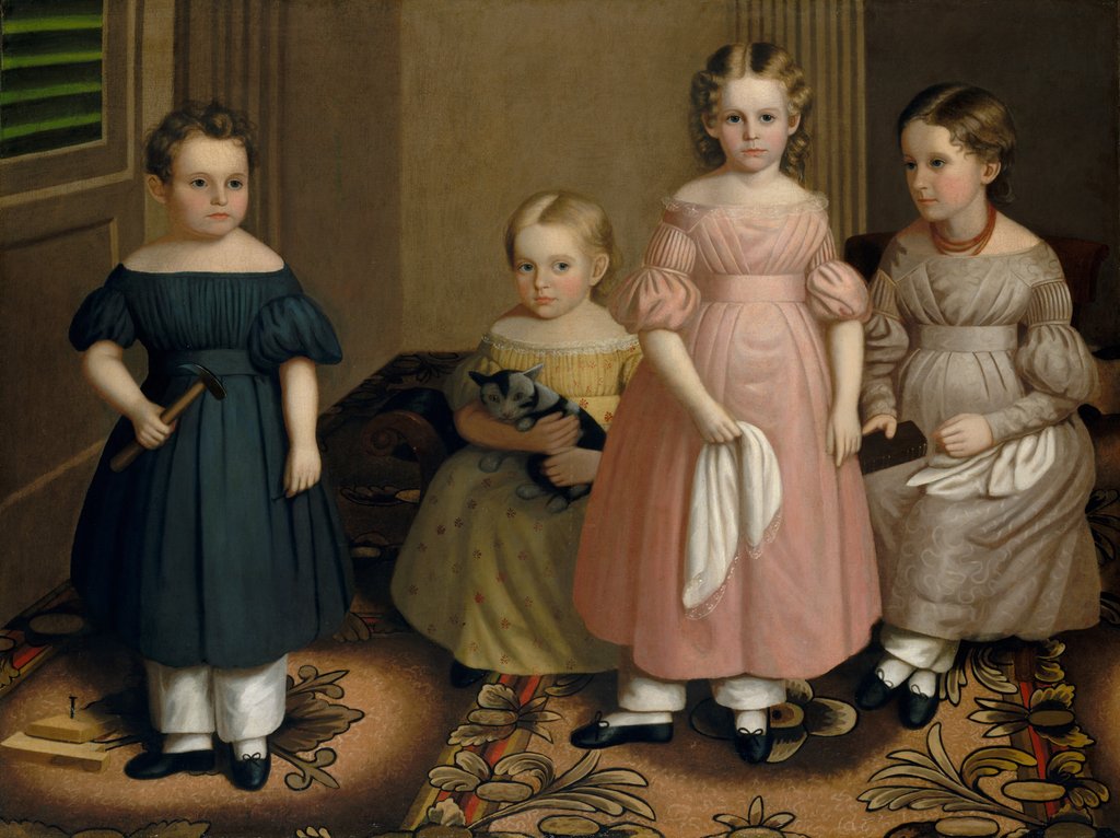 Detail of The Alling Children, ca. 1839 by Oliver Tarbell Eddy