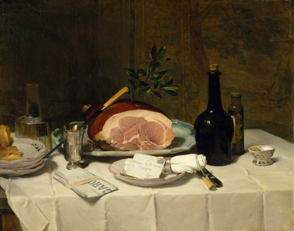 Detail of Still Life with Ham, 1870s by Philippe Rousseau
