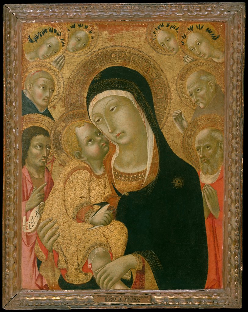 Detail of Madonna and Child with Saints John the Baptist, Jerome, Peter Martyr…, ca. 1425-before ca. 1467 by Sano di Pietro
