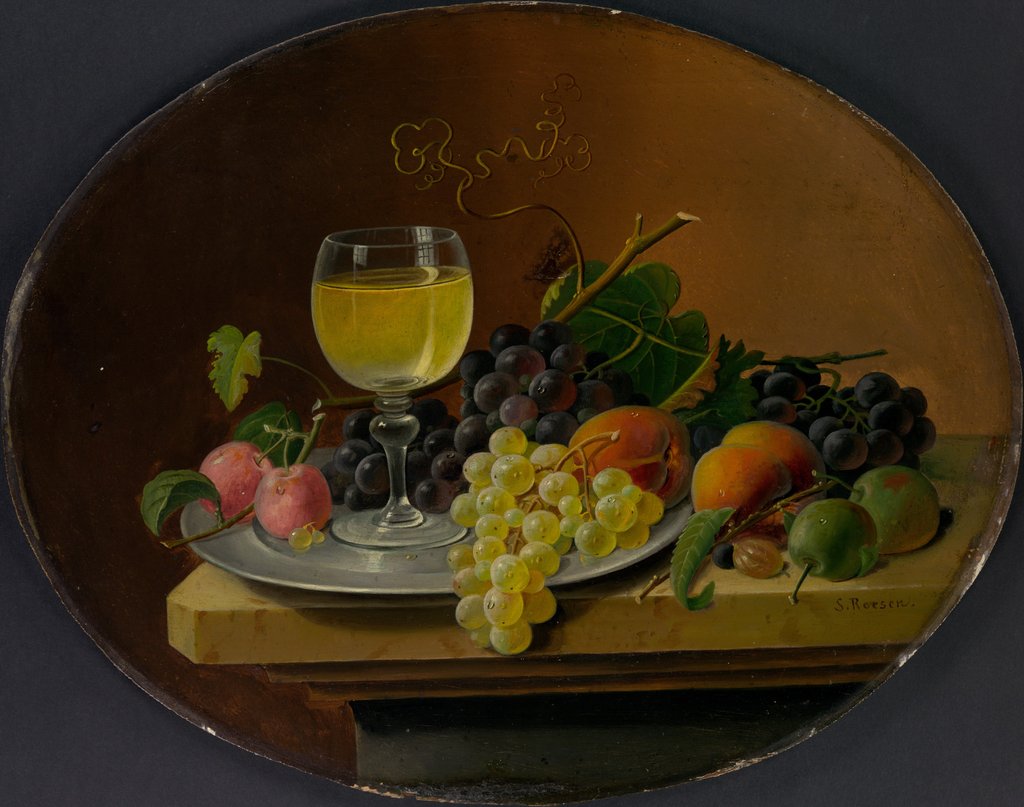 Detail of Still Life Fruit and Wine Glass, 1865-70 by Severin Roesen