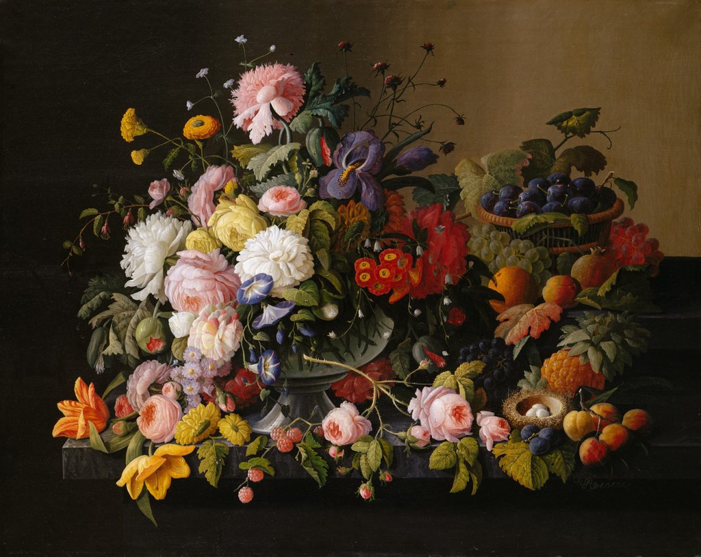 Detail of Still Life: Flowers and Fruit, 1850-55 by Severin Roesen