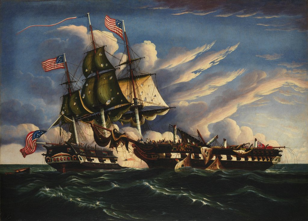 Detail of The Constitution and the Guerriere, ca. 1845 by Thomas Chambers