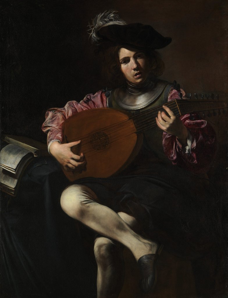 Detail of Lute Player, ca. 1625-26 by Valentin de Boulogne