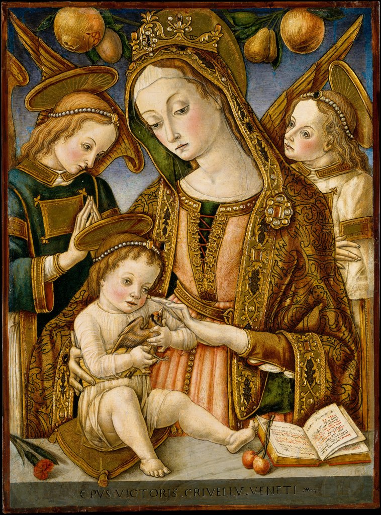 Detail of Madonna and Child with Two Angels, ca. 1481-82 by Vittore Crivelli