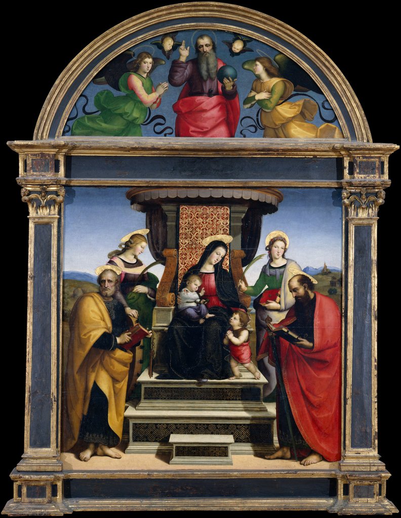 Detail of Madonna and Child Enthroned with Saints, ca. 1504 by Raphael