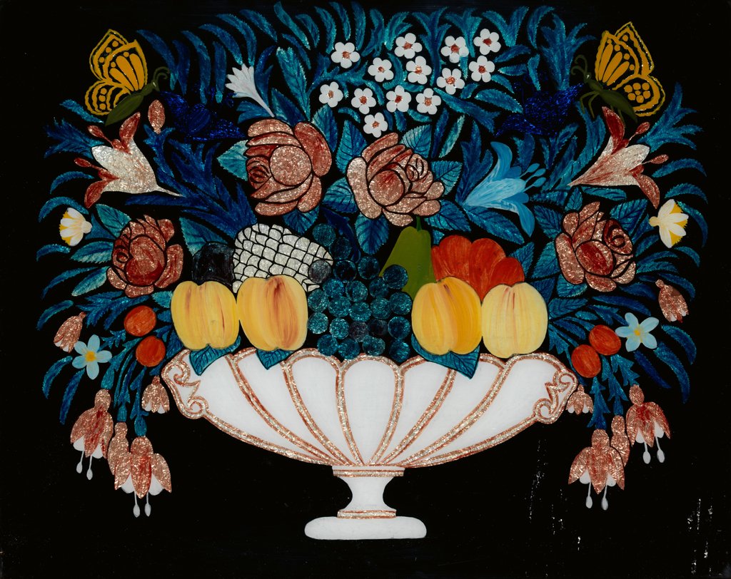 Detail of Still Life - Flowers and Fruit in White and Pink Bowl, 1840-60 by Unknown