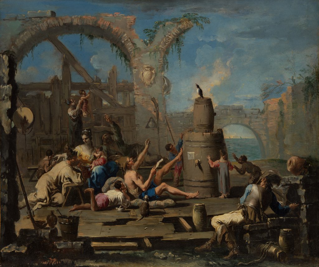 Detail of The Tame Magpie, ca. 1707-8 by Alessandro Magnasco