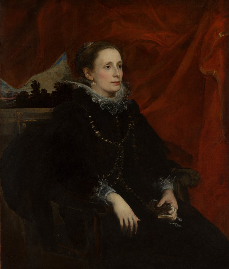 Detail of Portrait of a Woman, Called the Marchesa Durazzo, probably ca. 1622-25 by Anthony van Dyck