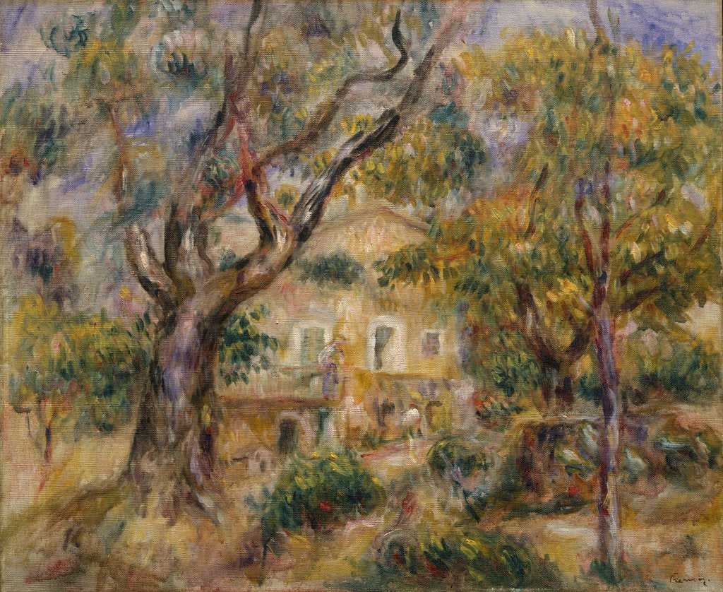 Detail of The Farm at Les Collettes, Cagnes, 1908-14 by Pierre-Auguste Renoir