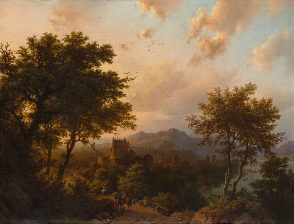 Detail of Sunset on the Rhine, 1853 by Barend Cornelis Koekkoek