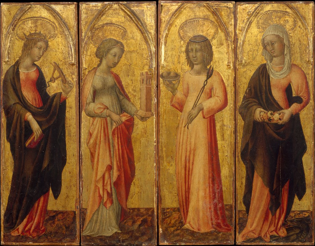 Saints Catherine of Alexandria, Barbara, Agatha, and Margaret, ca. 1470 by Giovanni di Paolo