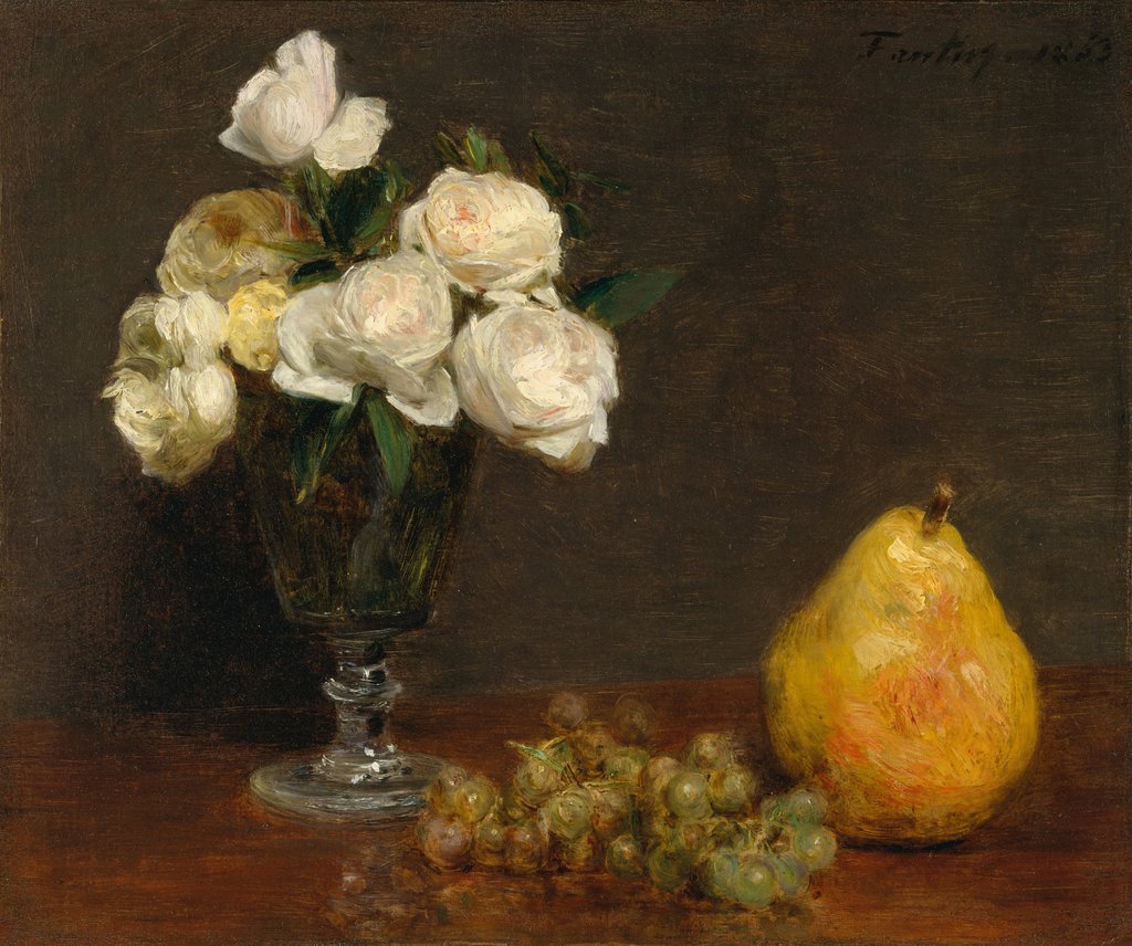 Still Life with Roses and Fruit, 1863 by Henri Fantin-Latour