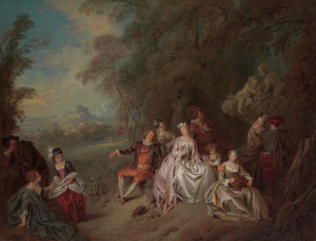 Detail of Concert Champêtre, ca. 1734 by Jean-Baptiste Pater
