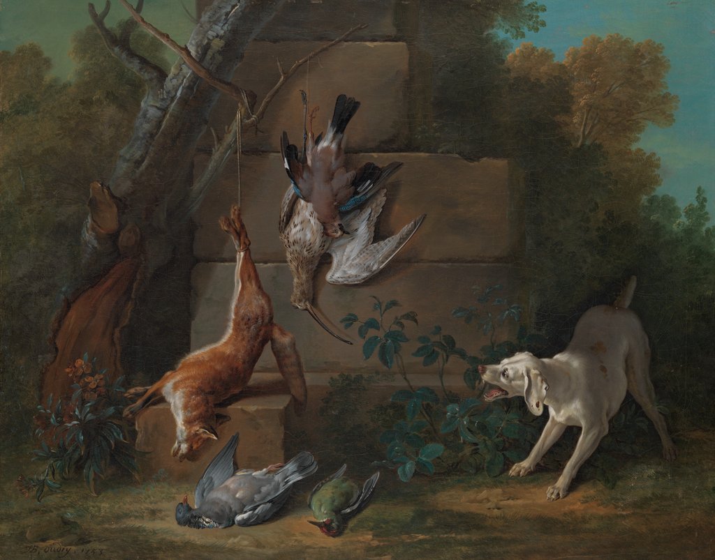 Detail of Dog Guarding Dead Game, 1753 by Jean-Baptiste Oudry