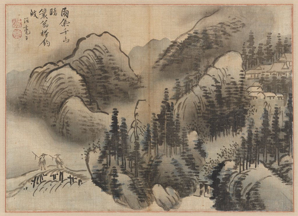 Detail of Rainy Landscape, late 18th century by Kim Sugyu