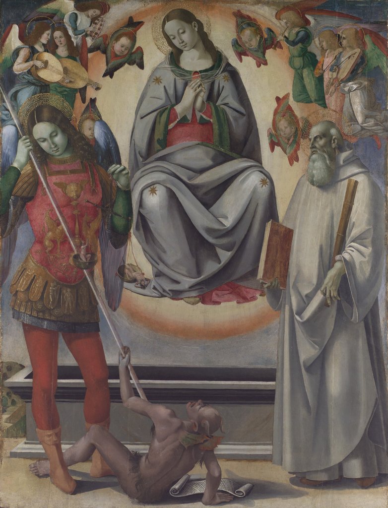 Detail of The Assumption of the Virgin with Saints Michael and Benedict, ca. 1493-96 by Luca Signorelli