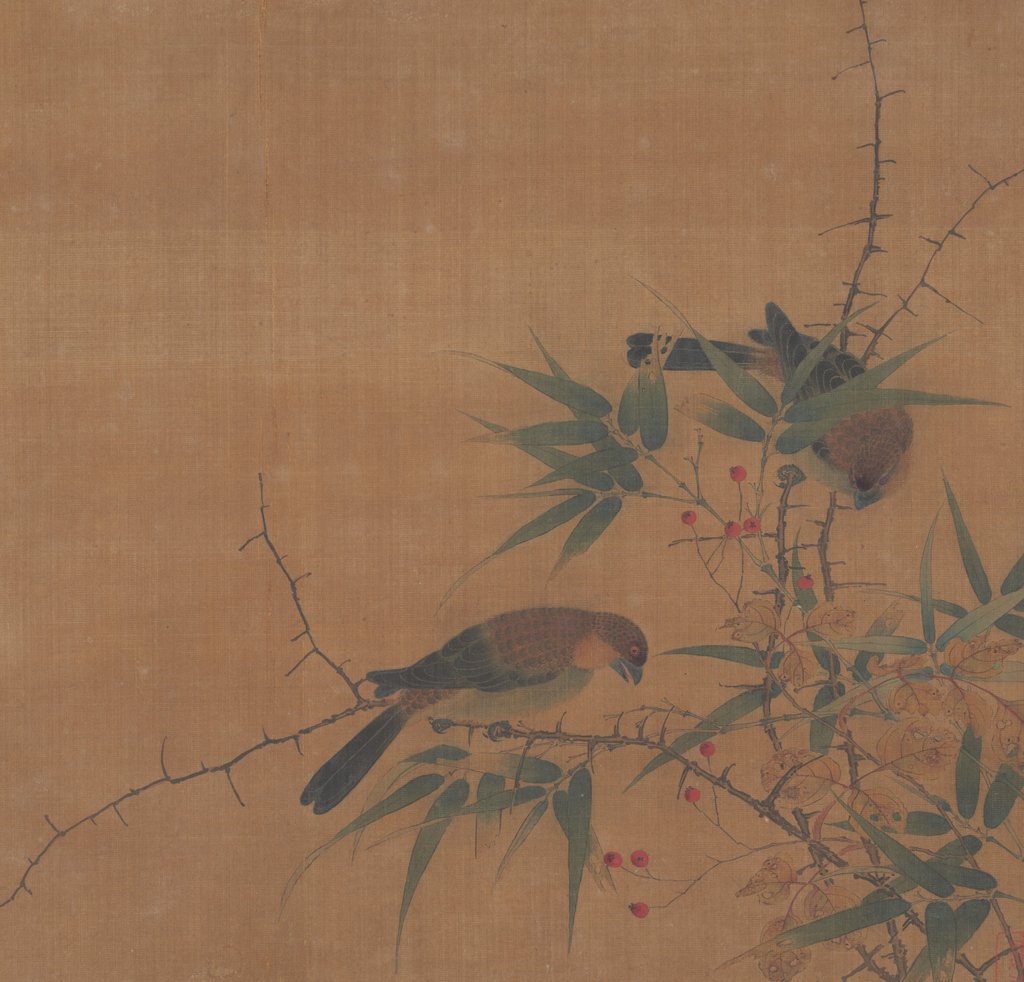 Detail of Bamboo Branch with Berries and Birds, 17th century by Unknown