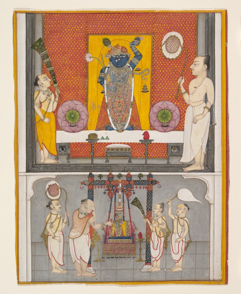 Detail of Priests before Shri Nathji, ca. 1820 by Unknown