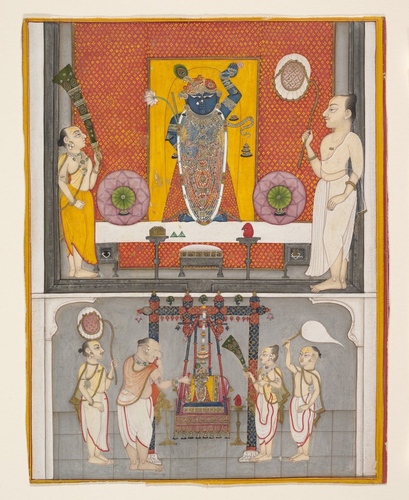 Priests before Shri Nathji, ca. 1820 by Unknown