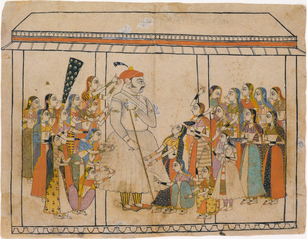 Detail of Maharaja Raj Singh Adored by His Ladies, ca. 1710-20 by Unknown