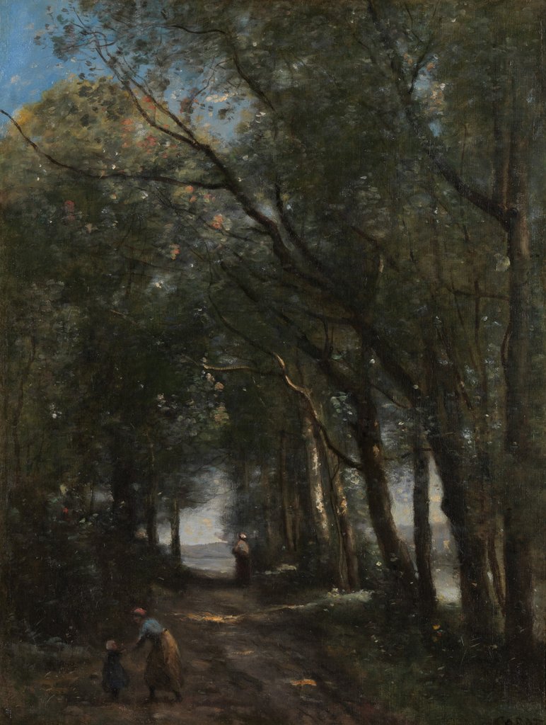 Detail of A Lane through the Trees, ca. 1870-73 by Jean-Baptiste-Camille Corot