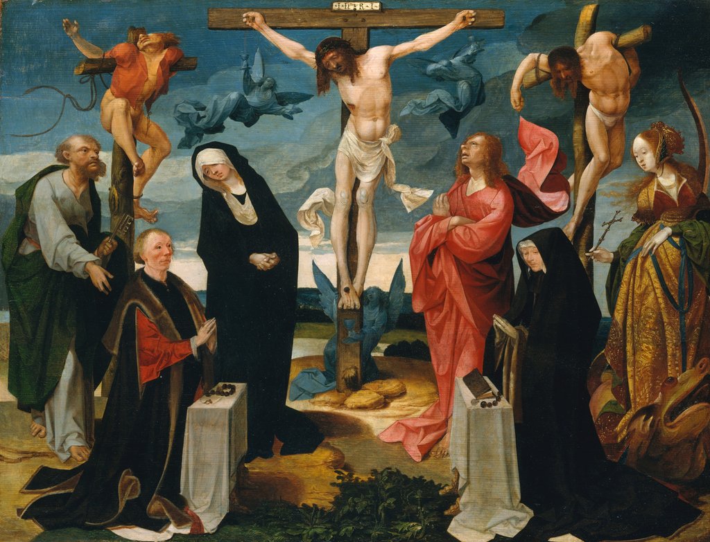 The Crucifixion with Donors and Saints Peter and Margaret, ca. 1525-27 by Cornelius Engebrechtsz