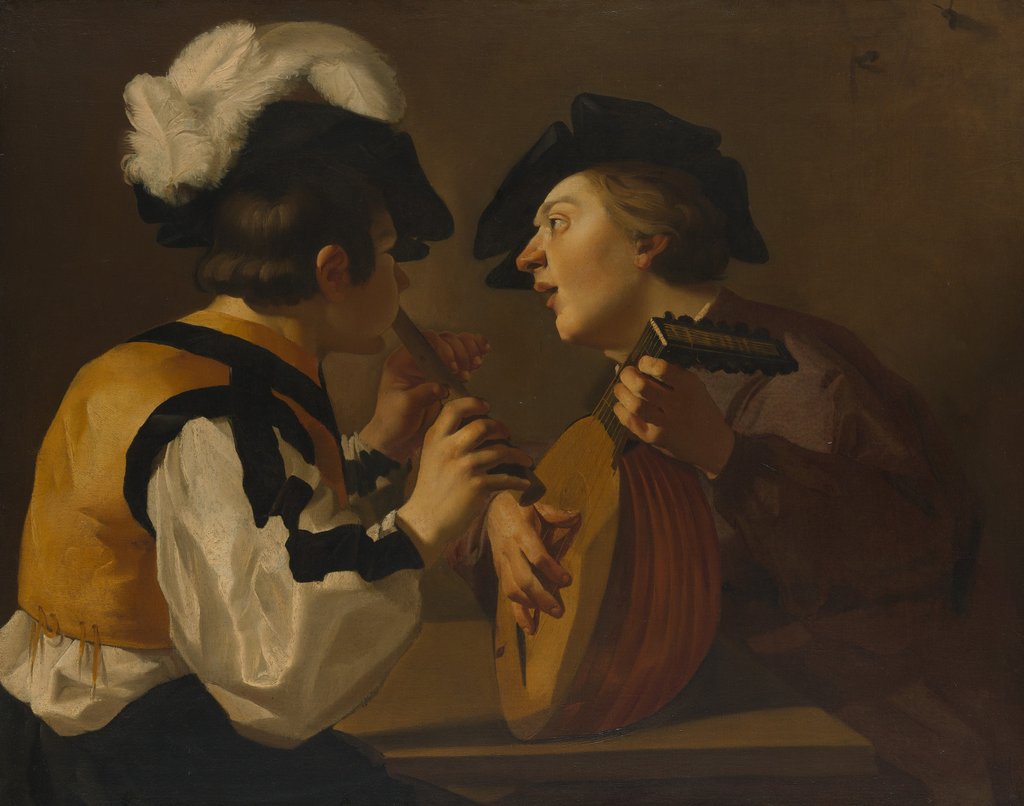 Detail of Two Musicians, 17th century by Dutch Painter
