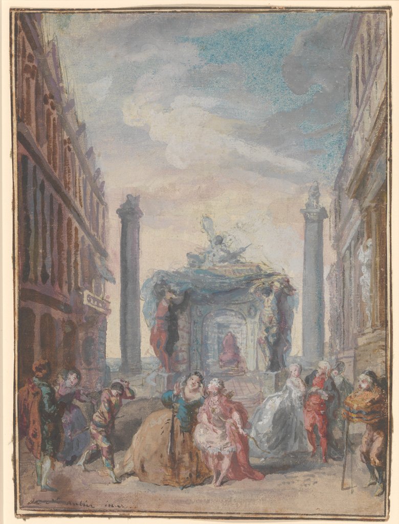 Detail of Les fêtes vénitiennes, after 1759 by Gabriel de Saint-Aubin