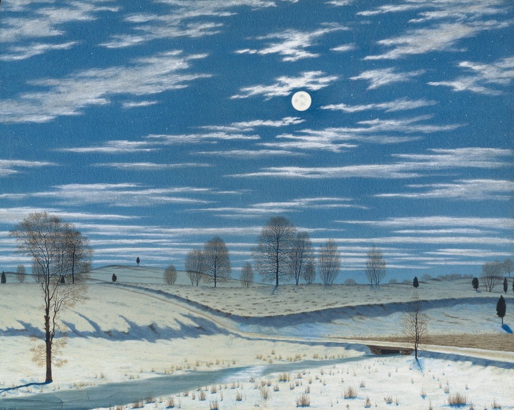 Detail of Winter Scene in Moonlight, 1869 by Henry Farrer