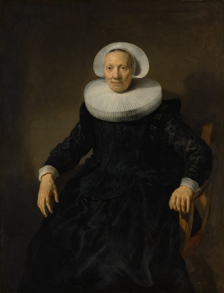 Detail of Old Woman in an Armchair by Attributed to Jacob Backer