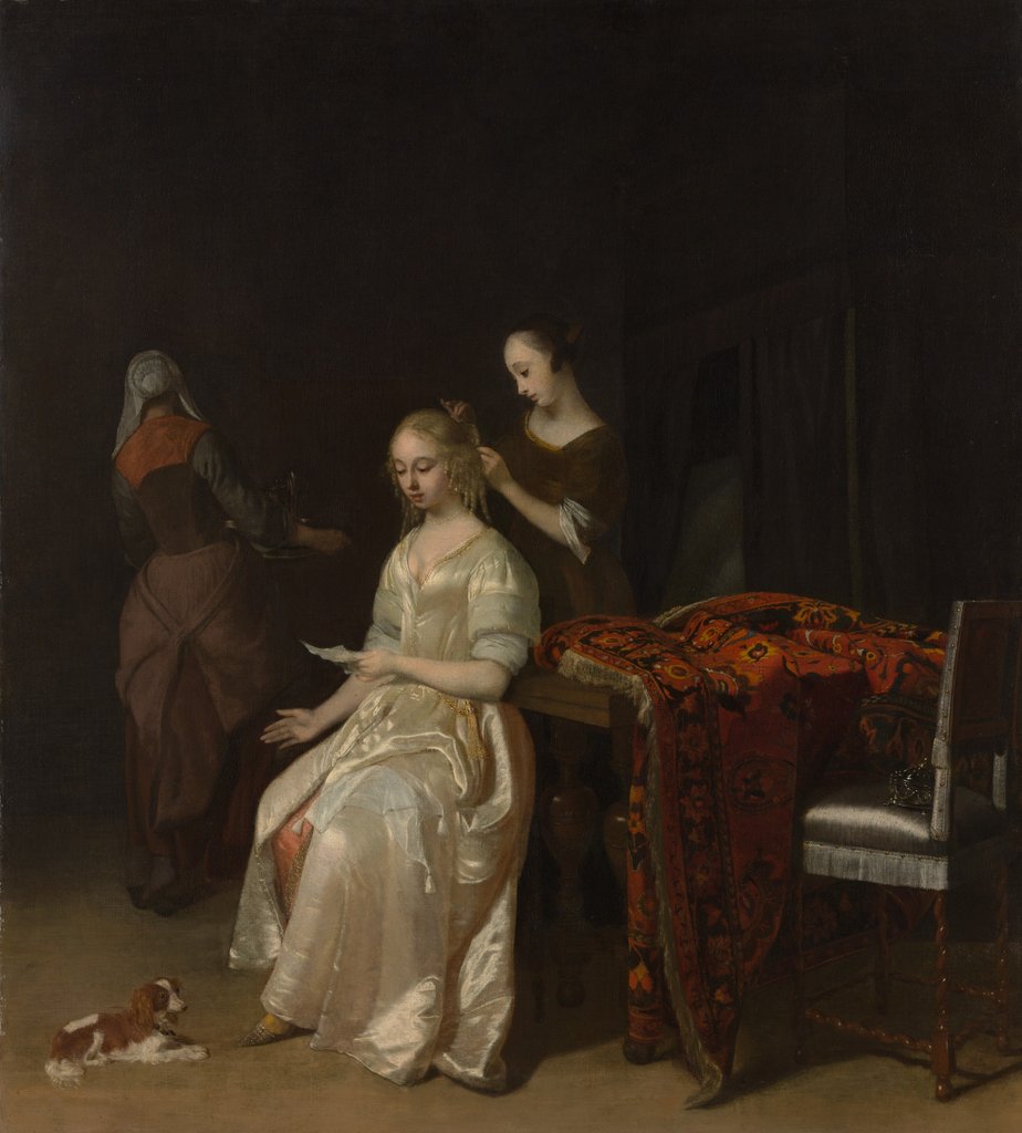 Detail of The Love Letter, early 1670s by Jacob Ochtervelt