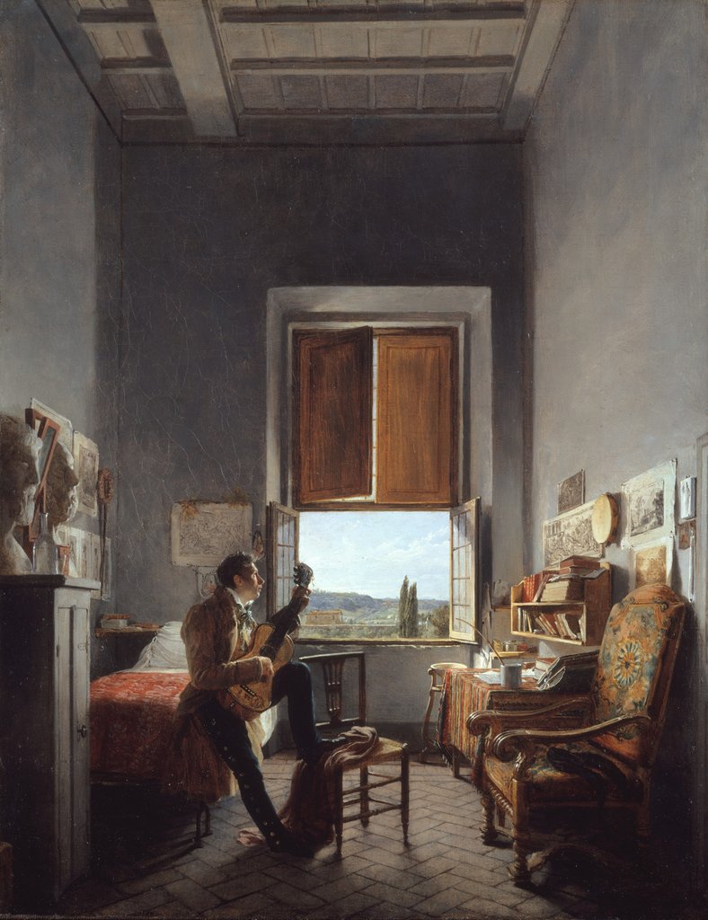 Detail of Léon Pallière in His Room at the Villa Medici, Rome, 1817 by Jean Alaux