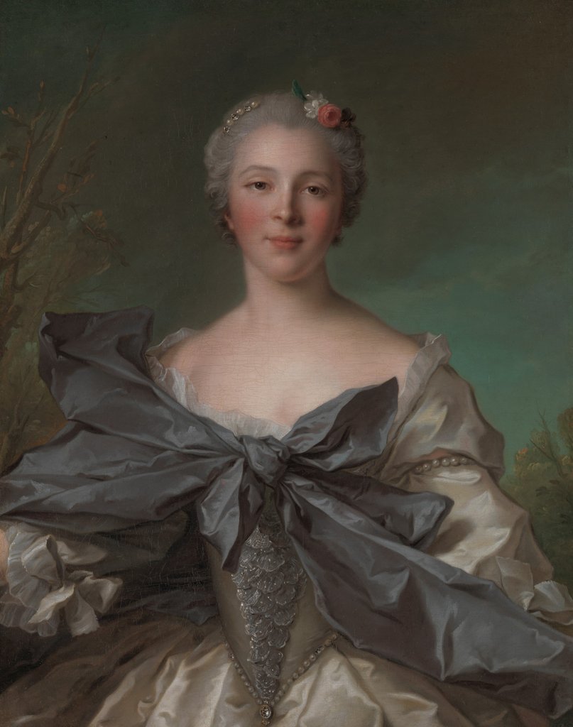 Detail of Marie Françoise de La Cropte de St. Abre, Marquise d'Argence, 1744 by Jean-Marc Nattier