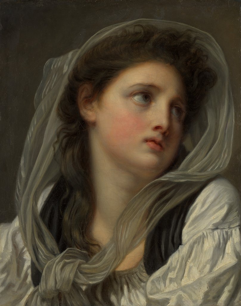 Detail of Head of a Young Woman, possibly 1780s by Jean-Baptiste Greuze