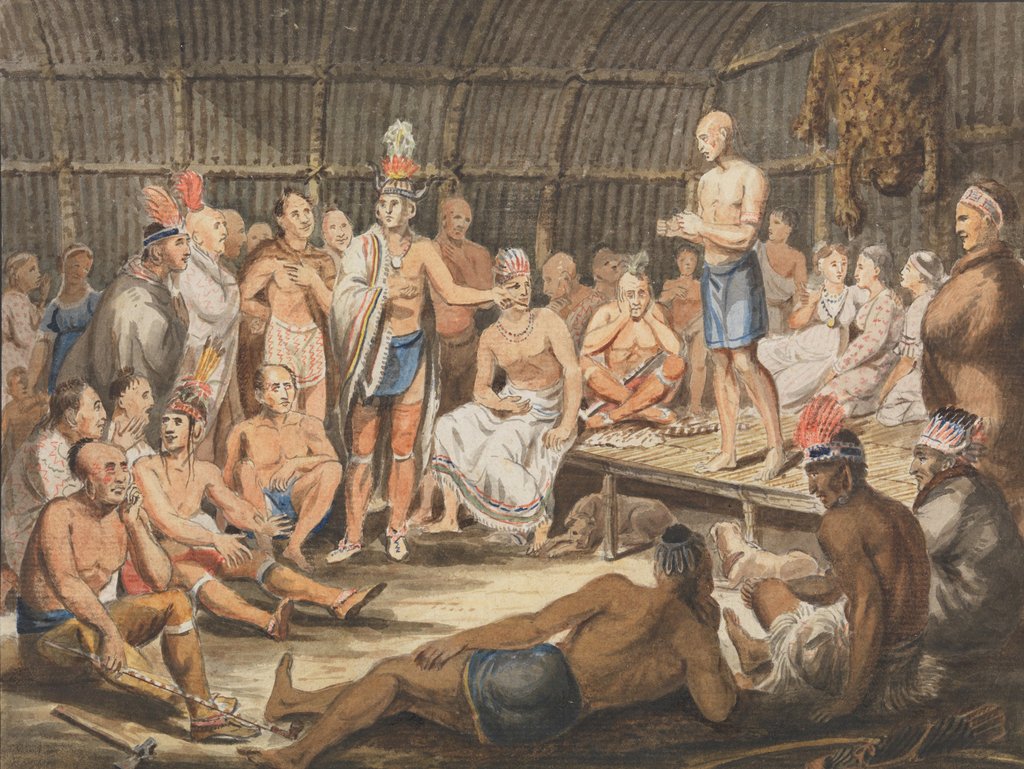 Detail of Exhibition of Indian Tribal Ceremonies at the Olympic Theater, Philadelphia, 1811-ca. 1813 by Attributed to John Lewis Krimmel
