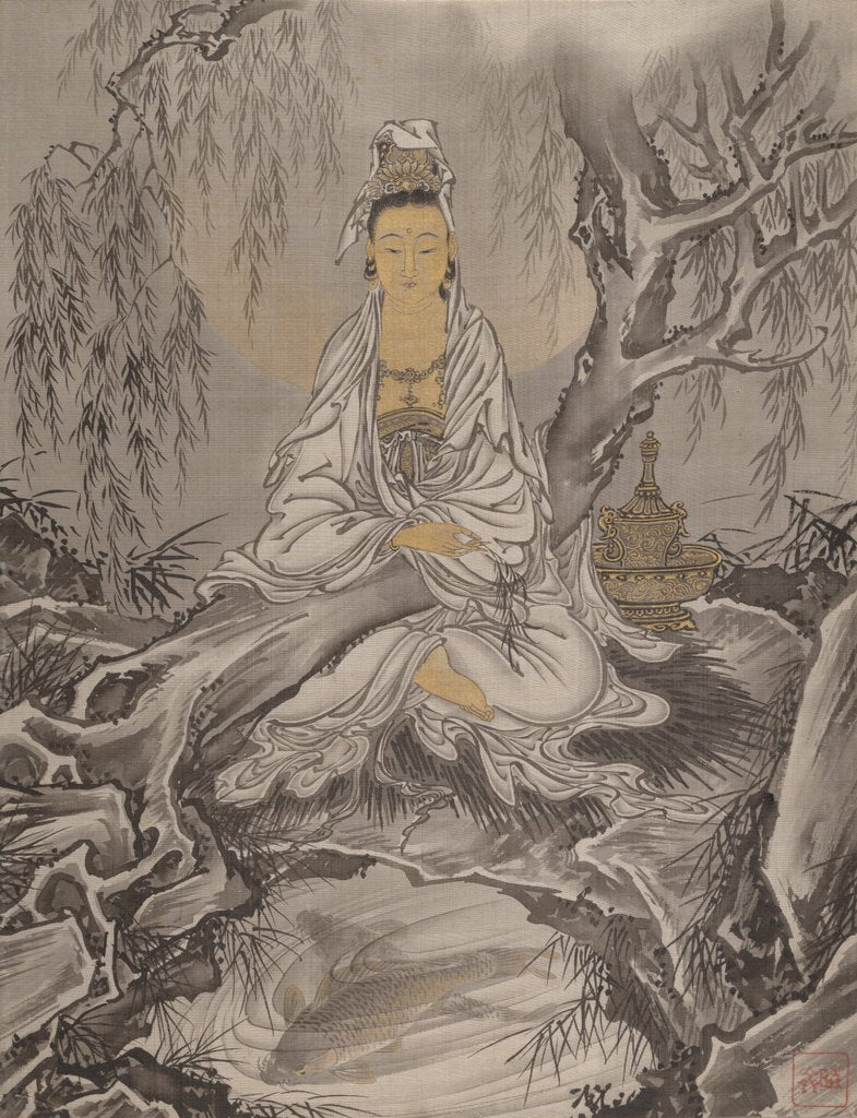Detail of White-Robed Kannon , ca. 1887 by Kawanabe Kyosai